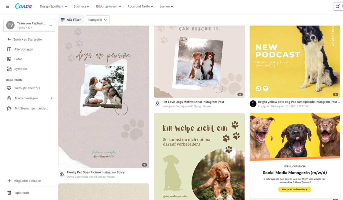 Designvorlagen für deine Hundeschule findest du auf Canva