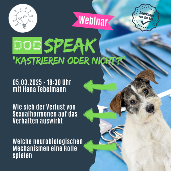 DogSPEAK-Webinar "Kastrieren oder nicht?!" Neuste Erkenntnisse!