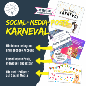 Fertige Social-Media-Posts zu Karneval für deine Hundeschule