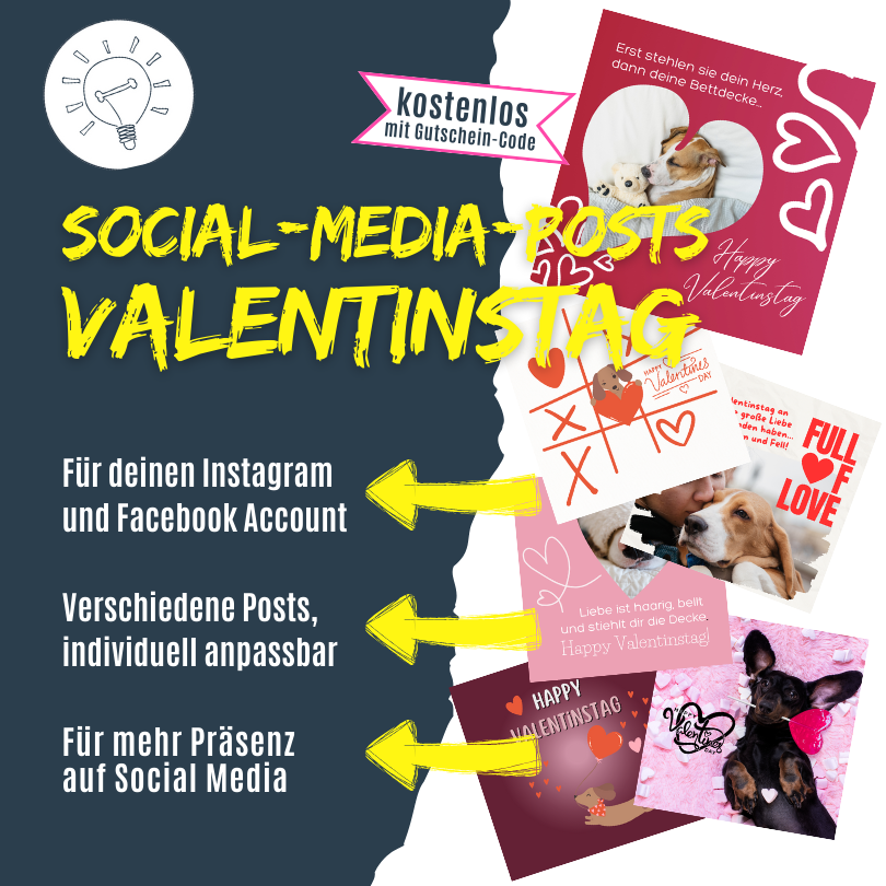 Social-Media-Posts zum Valentinstag für Hundetrainer